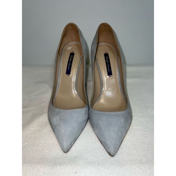 Ralph Lauren Purple Label Baby Blue Suede Heel Pump 38.5 US 8-8.5 - Picture 2 of 8